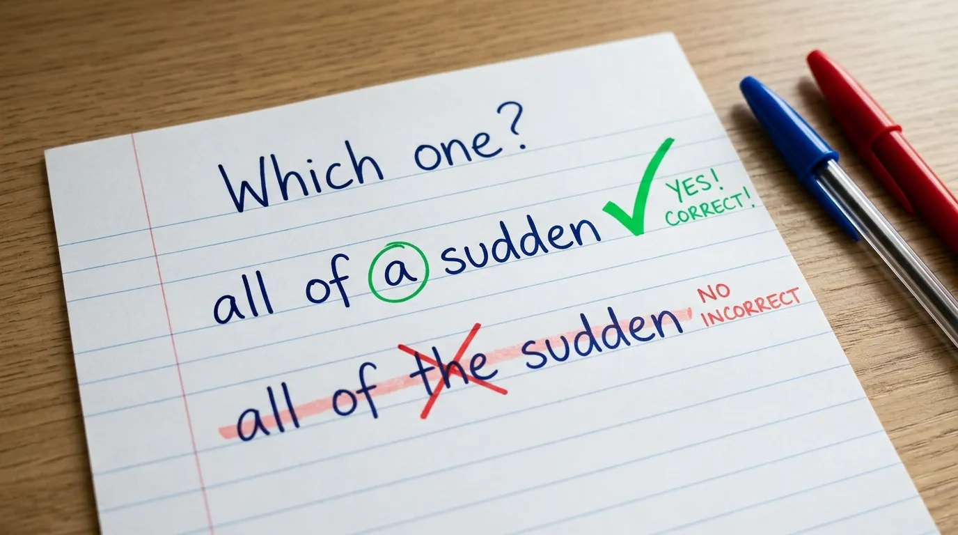 all of a sudden or all of the sudden